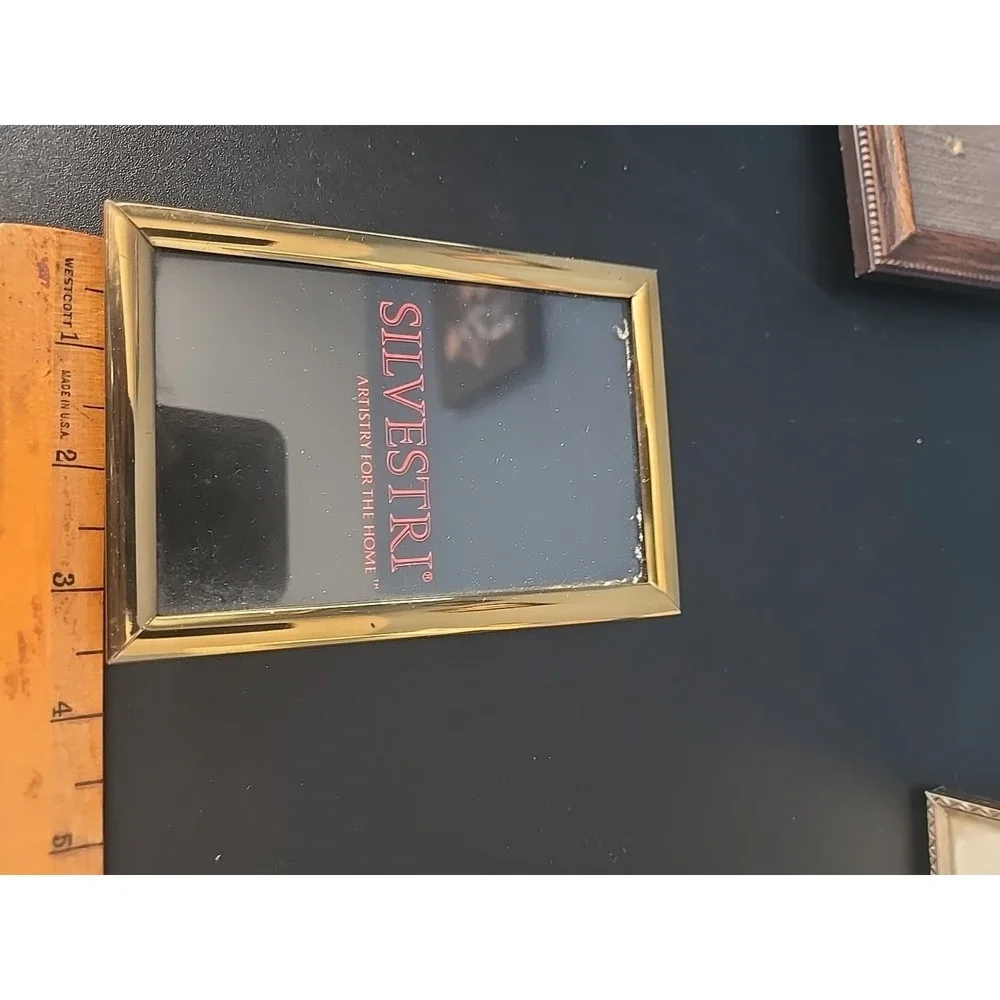Vintage Lot Of 5 MCM‎ Metal Picture Frames Gold Tone Easel Mini Wedding Art Wall